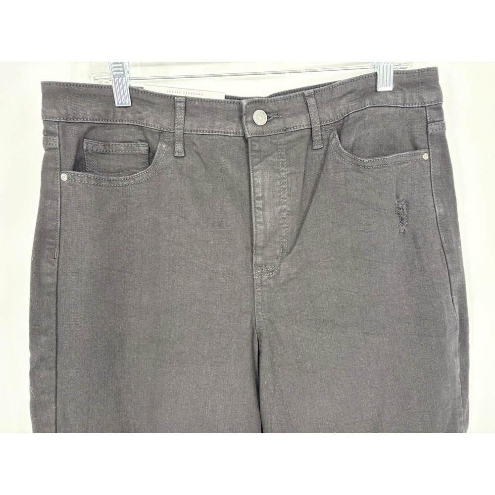 Social‎ Standard Women's Pants 14 High Rise Crop Straight Denim Jeans Black - Picture 3 of 14